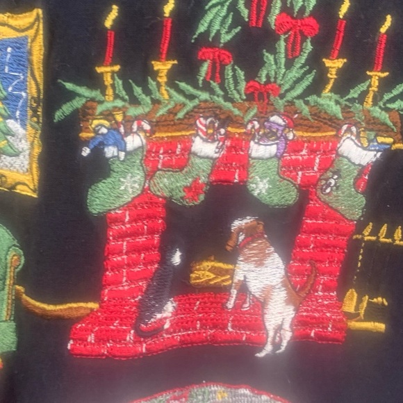 Vintage Casey Coleman Embroidered 3/4 Sleeve Christmas Shirt Vintage Holiday‎ - Picture 5 of 10